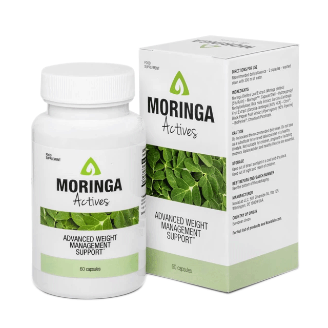 Moringa Actives is a modern food supplement that supports weight loss. The product was designed for people who want to maintain a healthy body weight, reduce the feeling of hunger and support the metabolism. The main component of the Moringa Actives food supplement is an extract from the leaves of moringa oleoderma, which acts on many levels, supporting the weight loss process. The plant reduces the accumulation of fat tissue, helps maintain normal blood sugar levels, lowers cholesterol levels and supports detoxification of the body. Moringa Actives capsules also contain black pepper fruit extract, Malabar tamarind extract and chromium. These ingredients help to maintain a healthy body weight.